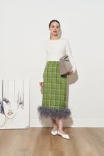 ЮБКА С ПЕРЬЯМИ ЯРКО-ЗЕЛЕНЫЙ|ШОКОЛАД|СЕРЫЙ