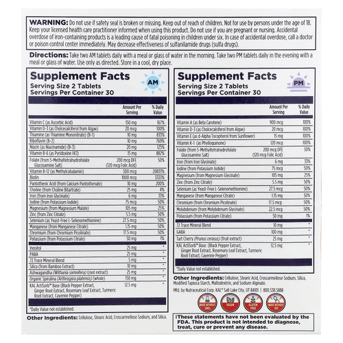 KAL, Мультивитамины для женщин, для приема утром и вечером, 2 пакетика, 60 таблеток в каждом