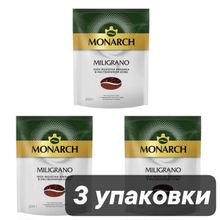 Кофе растворимый Jacobs Monarch Millicano с молотым кофе, пакет 200 г, 3 шт