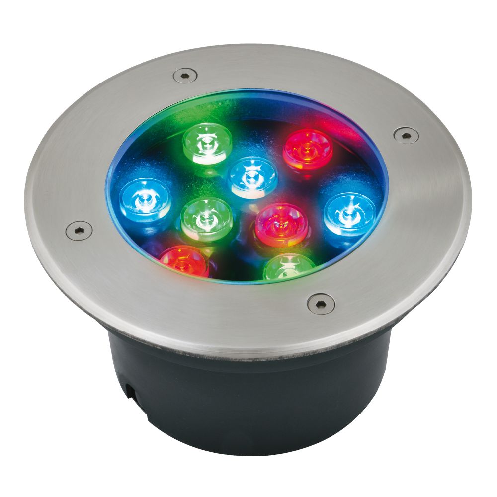 ULU-B12A-9W-RGB IP67 GREY Светильник светодиодный уличный. Архитектурный встраиваемый. RGB свет. Корпус серый. TM Uniel.