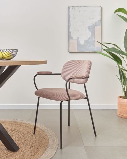 ARYA Стол  Ø 119 с бежевой столешницей с отделкой из меламина на стальных ножках с черной отделкой