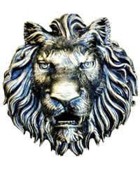 Кованый элемент Лев литой, патина золотая бронза 45х42 (15 см), вес 7 кг. Ручная работа