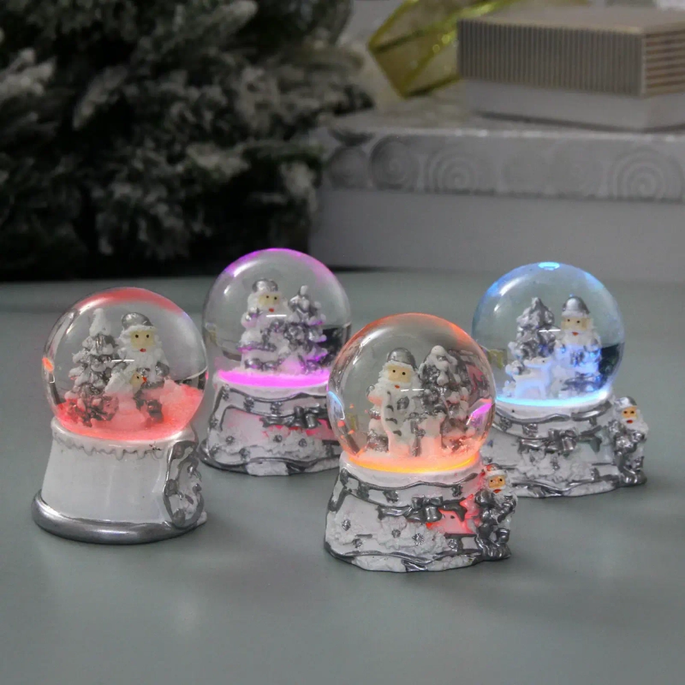 Сувенир Снежный шар «Белая сказка» 4.5*4.5*6 см (с подсветкой), микс