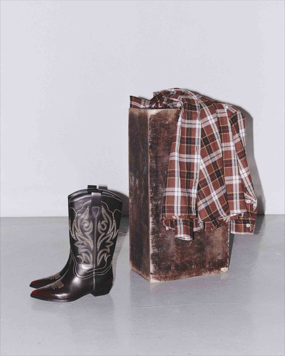 Рубашка One Two Cowboy Shirt Chocolate коричневая