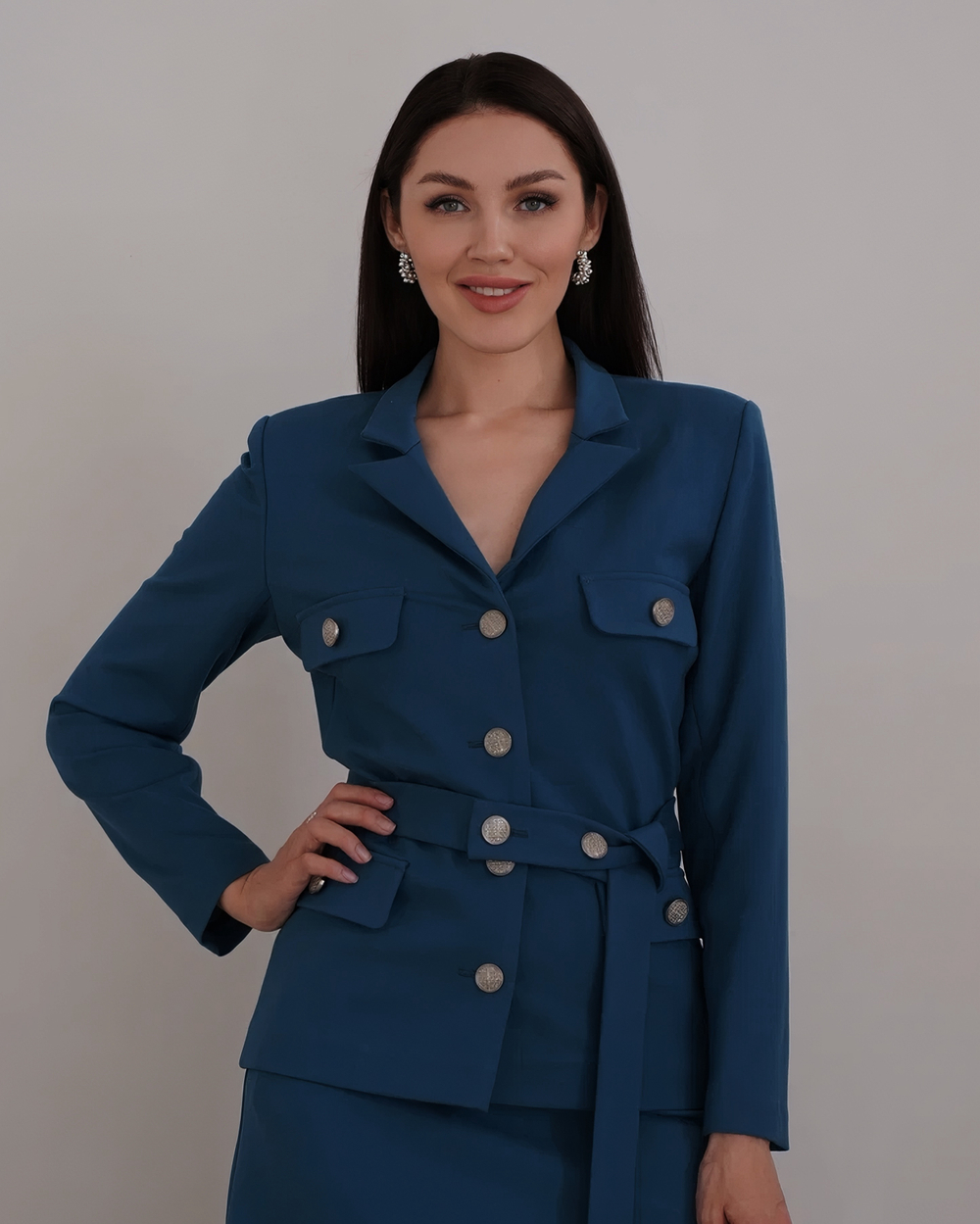 Приталенный жакет "Леди" в бирюзе