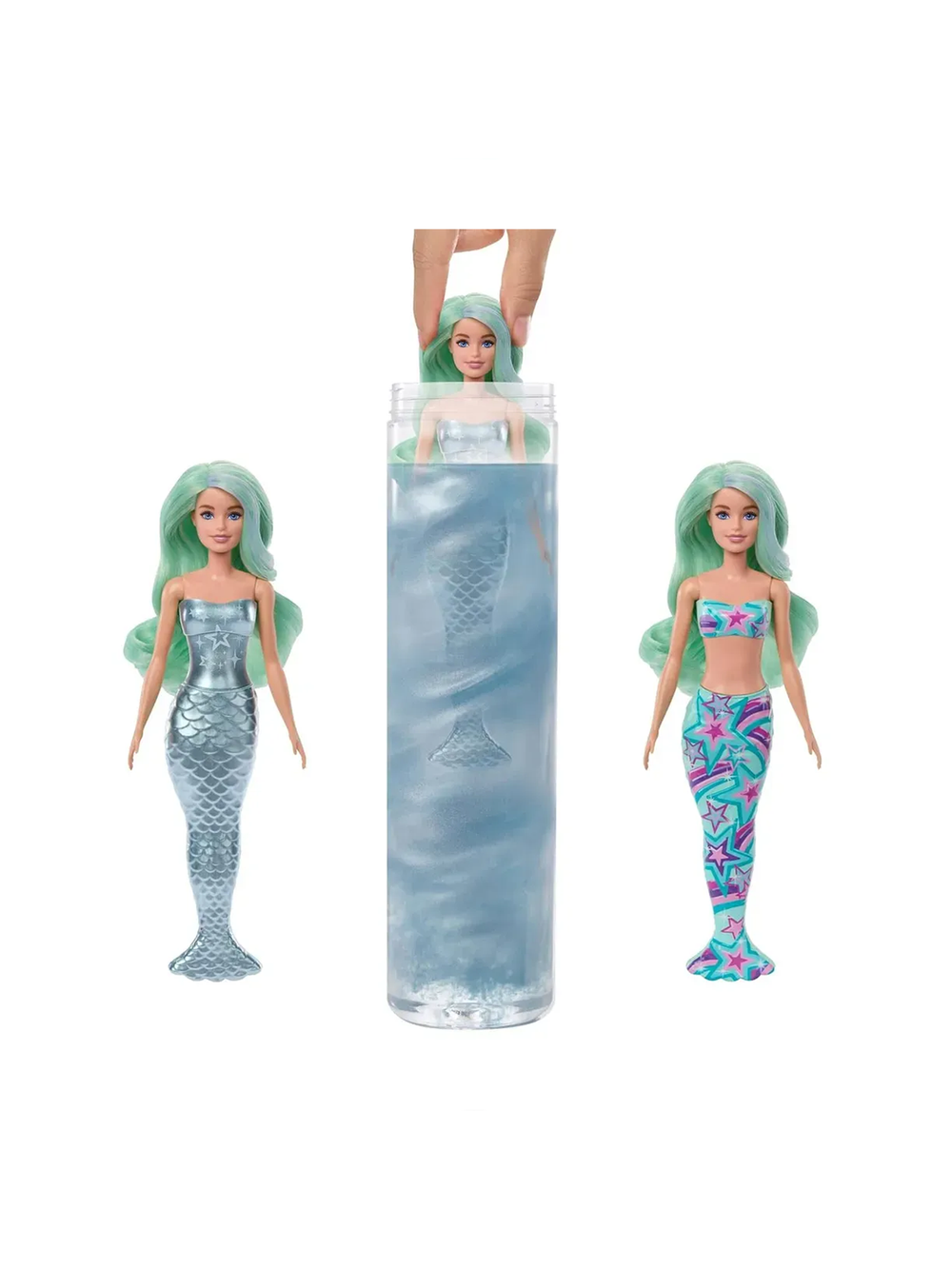 Barbie Color Reveal HRK12 Русалка Барби, кукла с водным сюрпризом и сменой цвета, набор с аксессуарами, оригинал Mattel