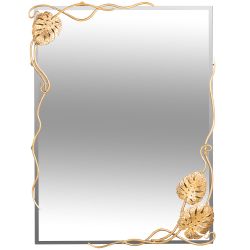 Зеркало настенное Monstera Deliciosa (Монстера) прямоугольное 80х60 Бронза