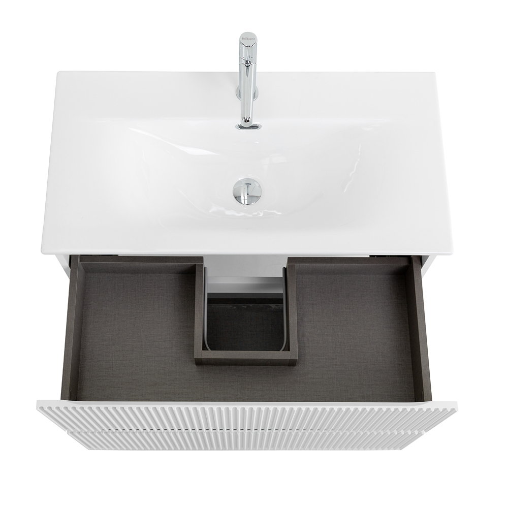 Тумба с раковиной подвесная BelBagno UNO-MINI-900-2C-SO-BO Bianco Opaco, раковина белая BB-8099-3-90