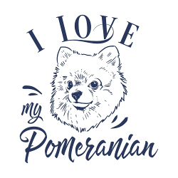 принт PewPewCat I love my pomeranian синий для белой