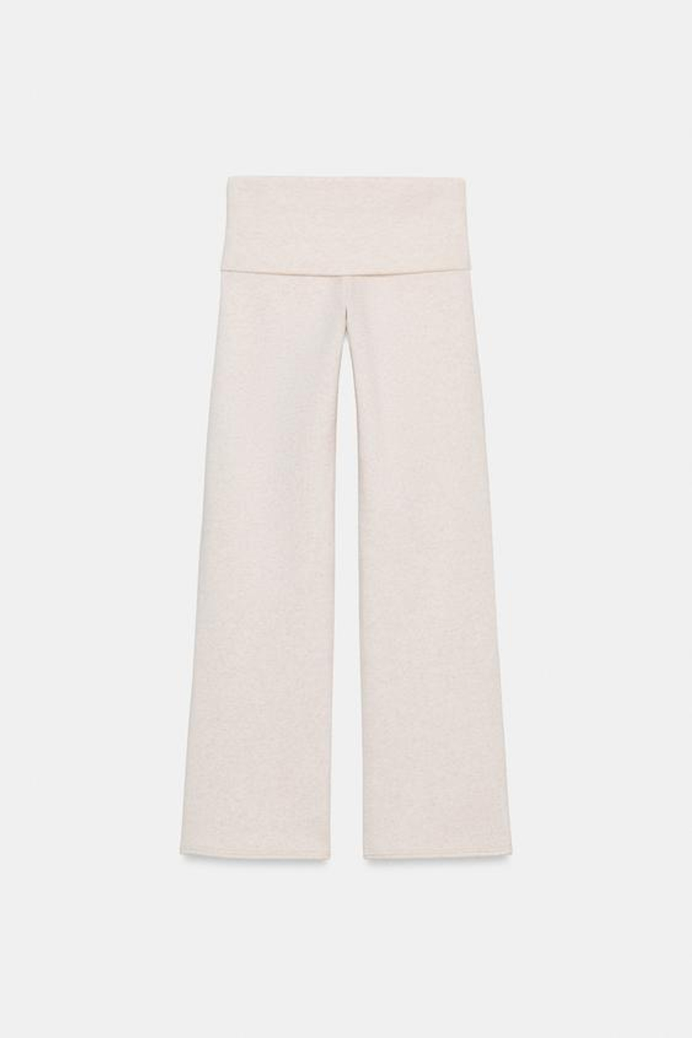 ZARA БРЮКИ С ЗАВЕРНУТЫМ ПОЯСОМ, БЕЖЕВЫЙ МЕЛАНЖ