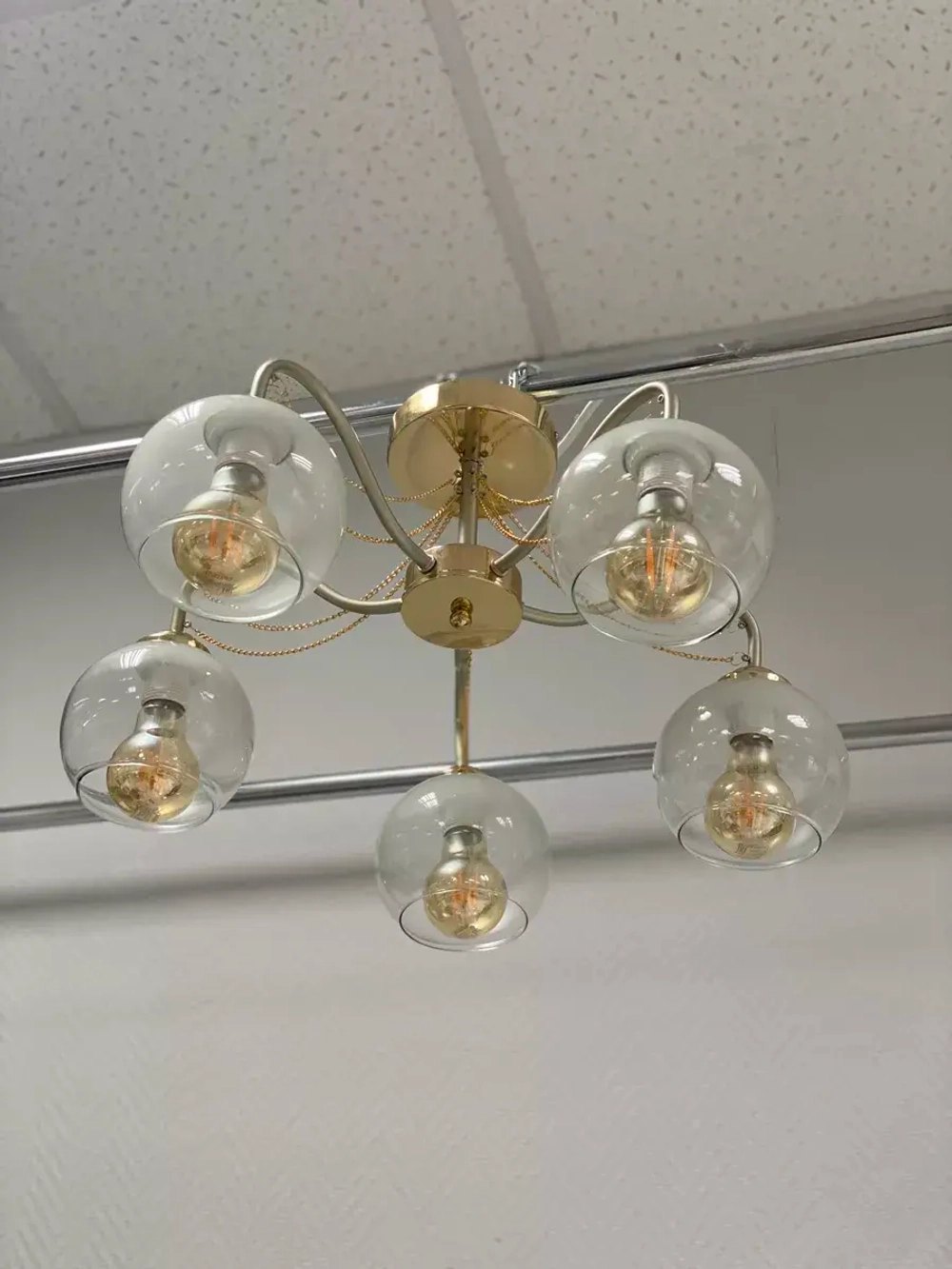 Люстра потолочная SALLY E27*5*60W золото, перламутр