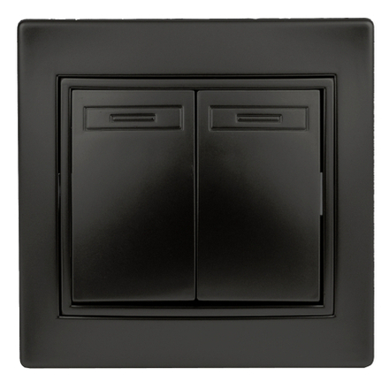 Выключатель Intro Plano 1-104-05 двухклавишный, 10А-250В, IP20, СУ, антрацит