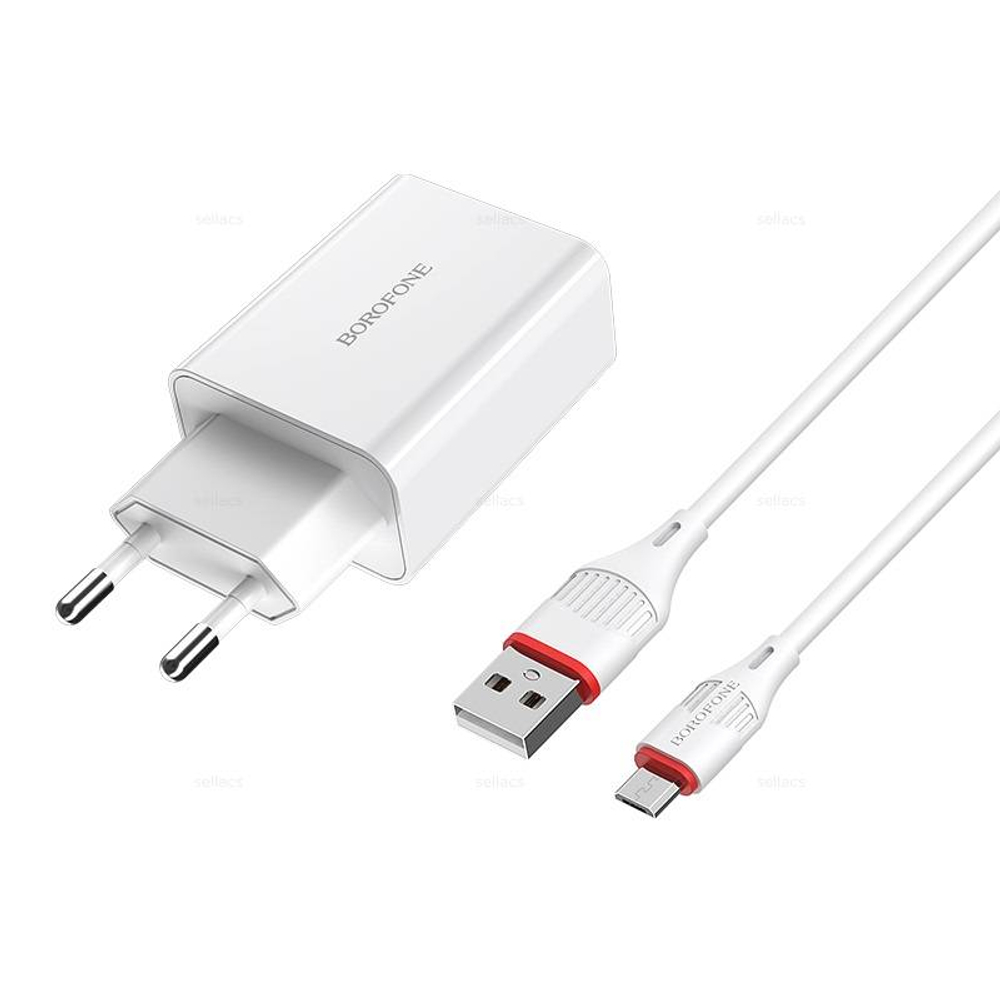 Зарядное устройство на Micro-USB Borofone BA21A QC3.0 (white)