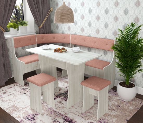 Кухонный уголок bello "Оливьер" (Сосна Винтерберг/Велюр Beverly Clay (AT)) -G/Л1