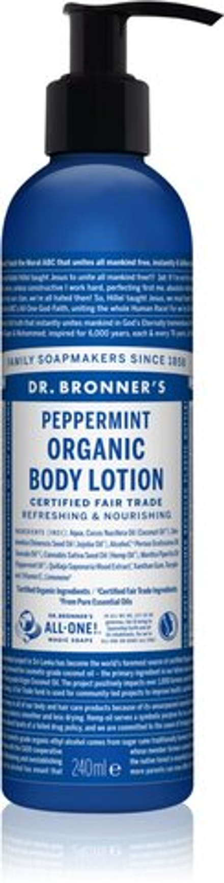 Dr. Bronner’s Peppermint - освежающий лосьон для тела с увлажняющим эффектом /   240  ml  / GTIN 0018787261057