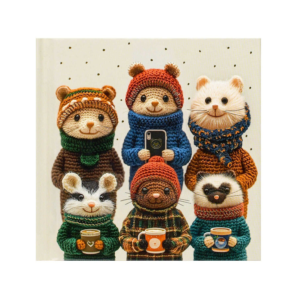 Блокнот 105*105мм 7БЦ 48л "Вязаные звери" кл., глянц.лам., тисн.фольгой