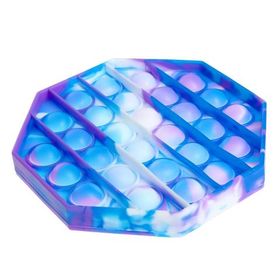 Pop it Сенсорная игрушка - антистресс резиновые пузырьки вечная пупырка восьмиугольник Синий-Белый-Фиолетовый