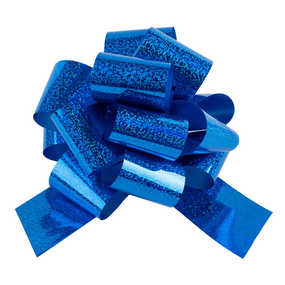 Бант Шар, Синий, Голография, 21 см, 1 шт. в упак.