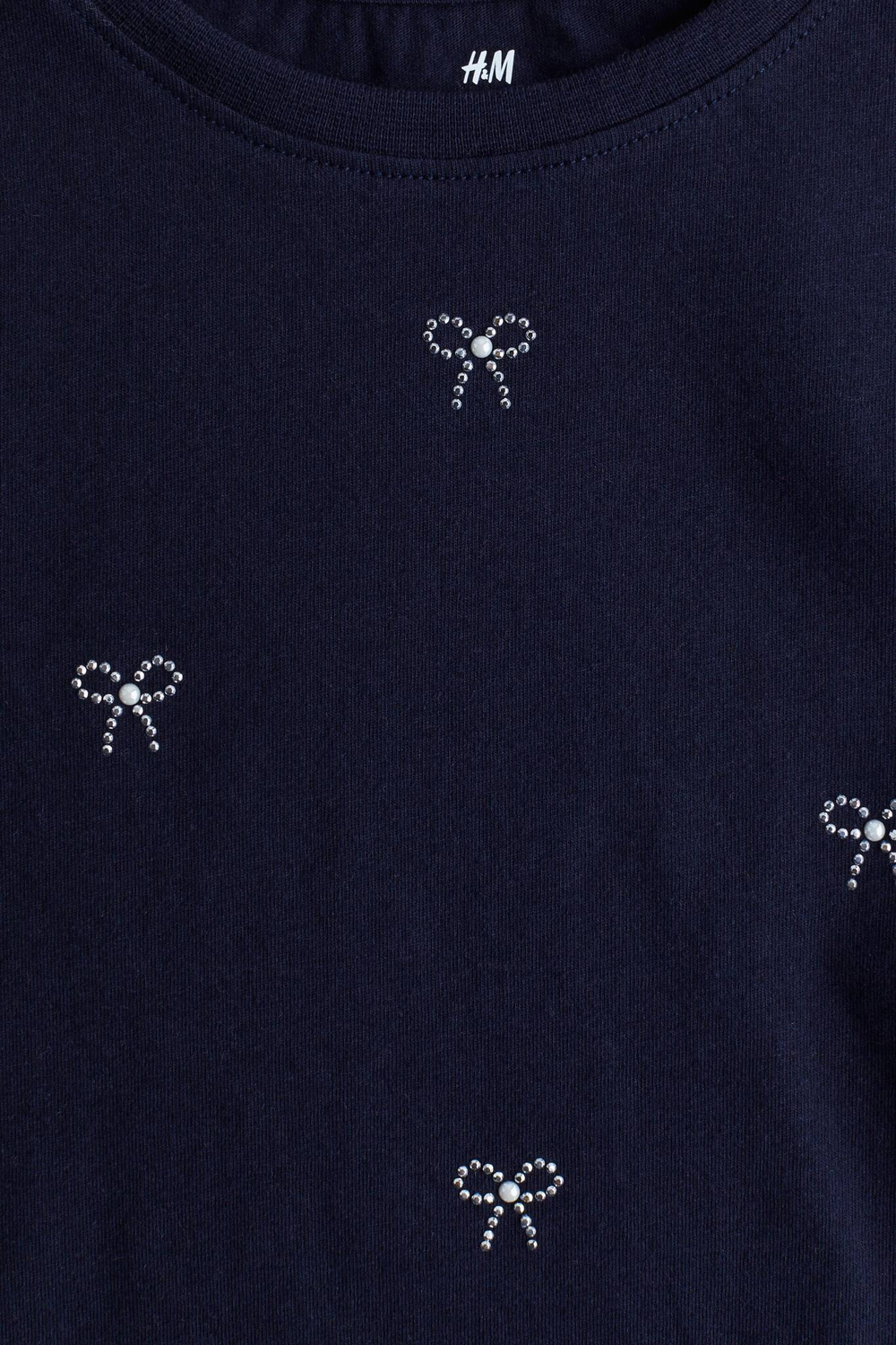 H&M Футболка с контрастными деталями, темно-синий