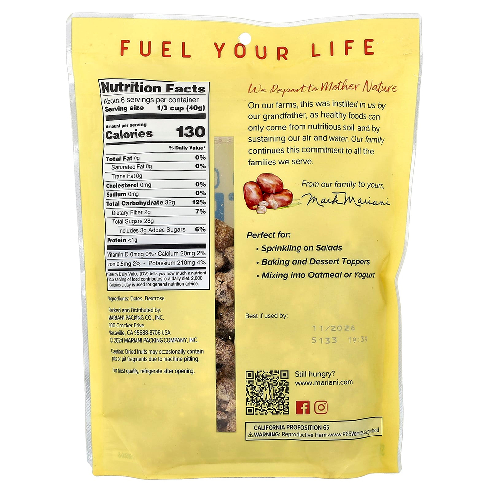 Mariani, подслащенные рубленые финики, 227 г (8 унций)