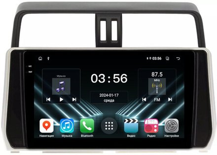 Магнитола Toyota Land Cruiser Prado 150 2017-2023 - FarCar DX1053M монитор 10.36" IPS на Android 13, 4+64Гб, CarPlay
