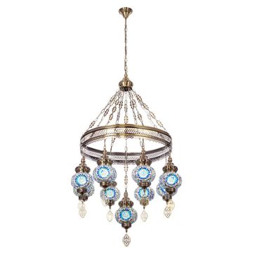 Люстра подвесная 9*E27 CL419186 мозаика бронза/синий Каир Citilux