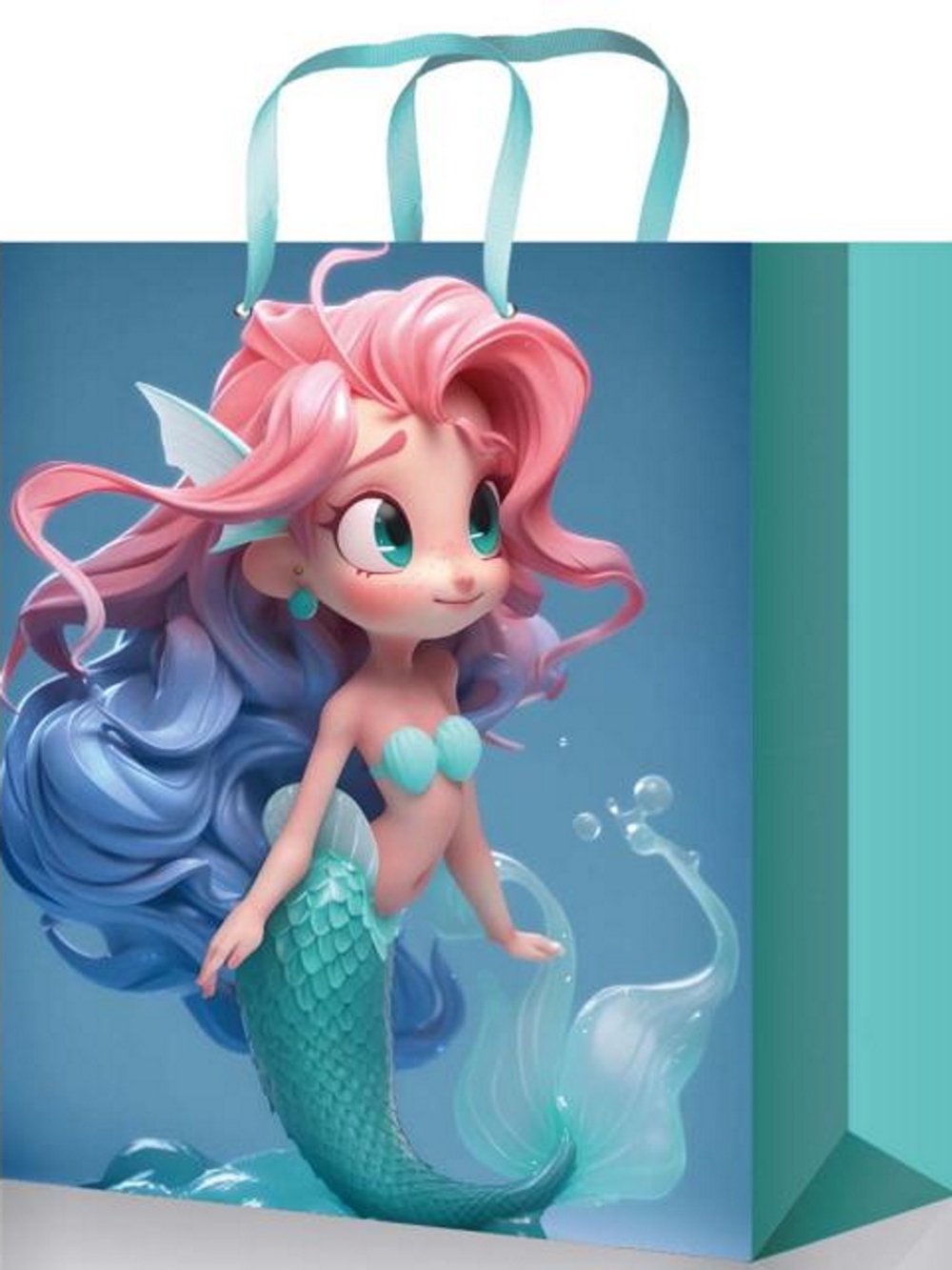 Пакет подар. бумажн. 22*31*10 см, 128гр/м2 Принцесса русалок