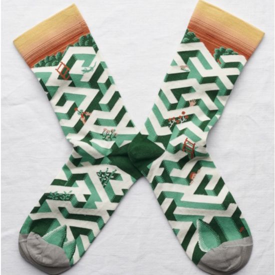 Носки Вдохновение Лабиринт, р-р 36-40 (белый/зеленый)