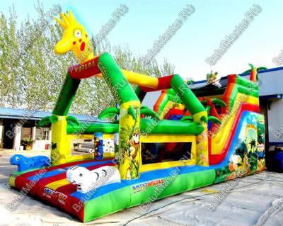 Коммерческий надувной батут "В гостях у жирафа", 9x4x5 м