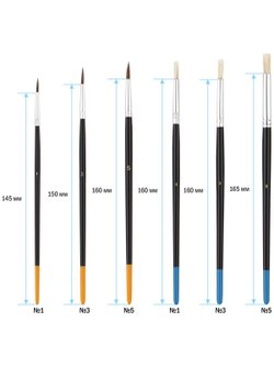Набор кистей 15шт. пони, щетина, плоские, круглые (SB-3298)