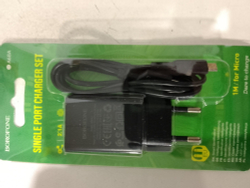 Сетевое зарядное устройство  1USB Borofone BA68A, Glacier, с кабелем микро USB, 5V/2.1A черное