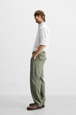 ZARА РУБАШКА С КАРМАНОМ, БЕЛЫЙ