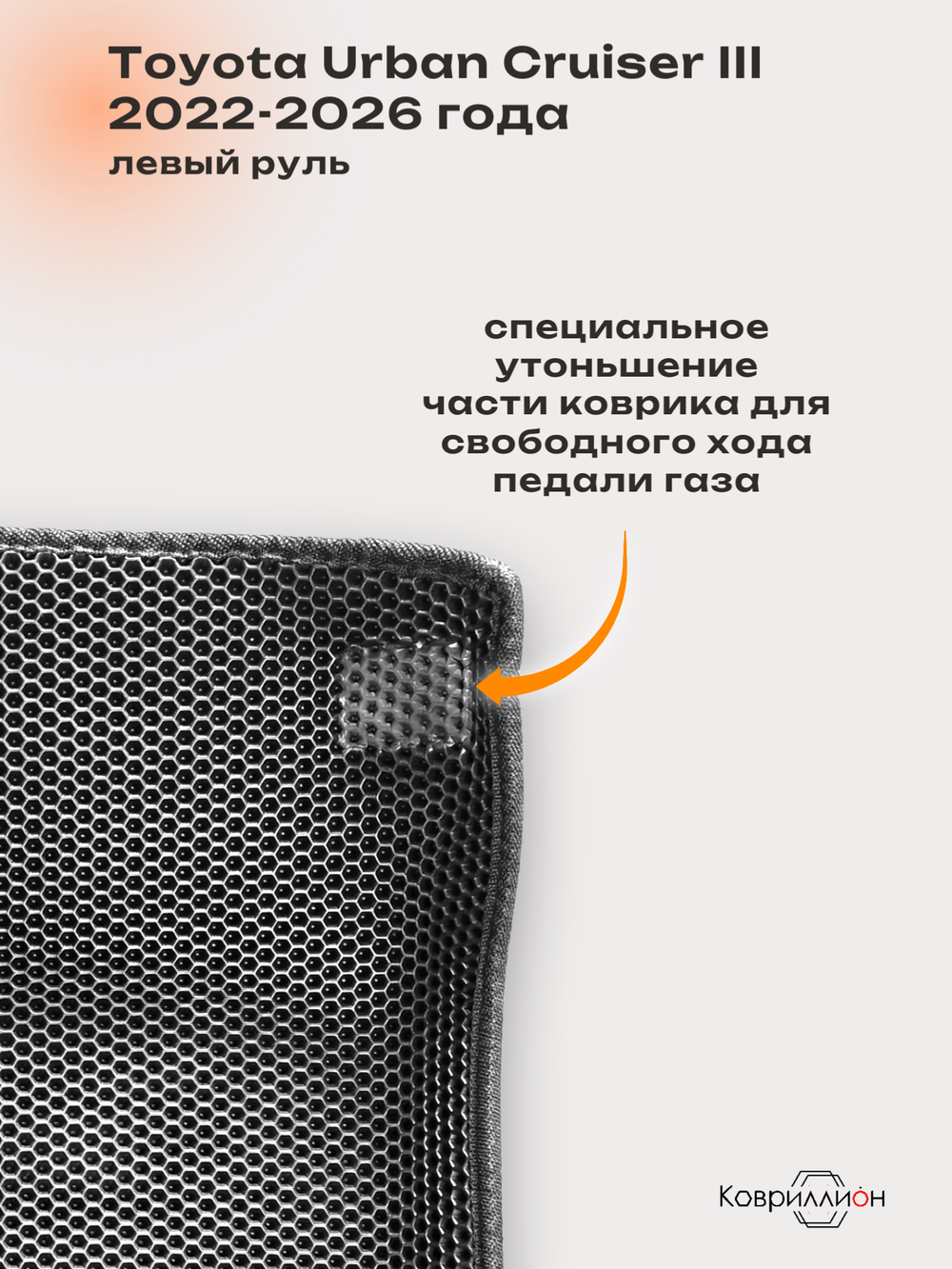 Автомобильные коврики ЭВА с бортами для Toyota Urban Cruiser III (22-26г.) левый руль
