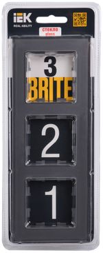 BRITE Рамка 3 -местная РУ-3-2-БрСе стекло серый IEK