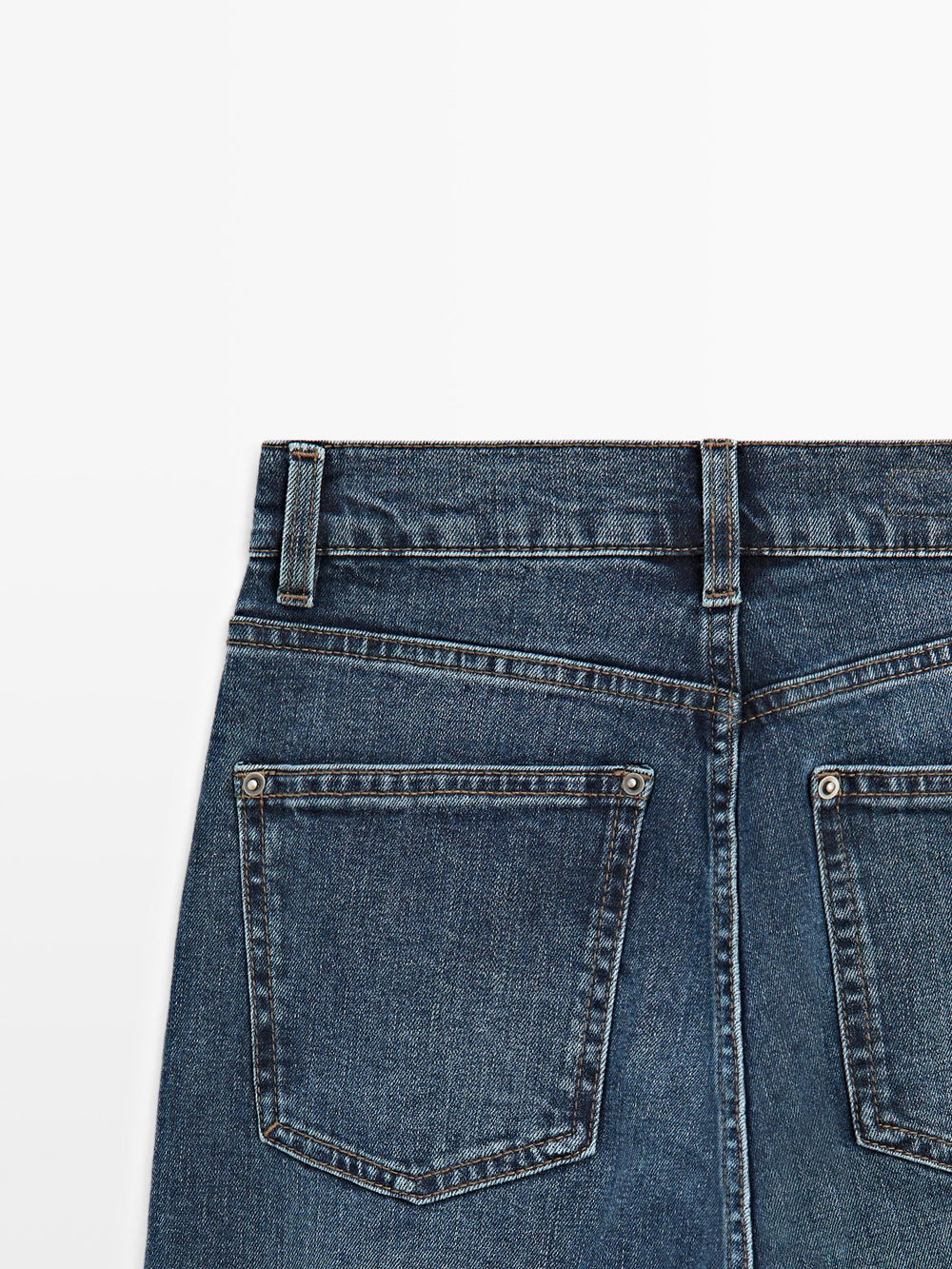Massimo Dutti Джинсы прямого кроя со средней посадкой, средне-синий