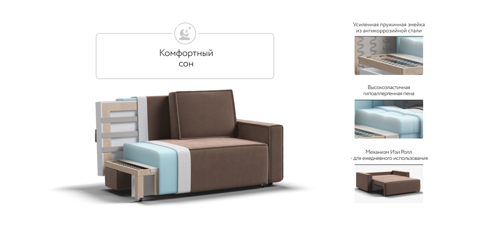 Диван Норд двухместный Велюр Монолит мокко