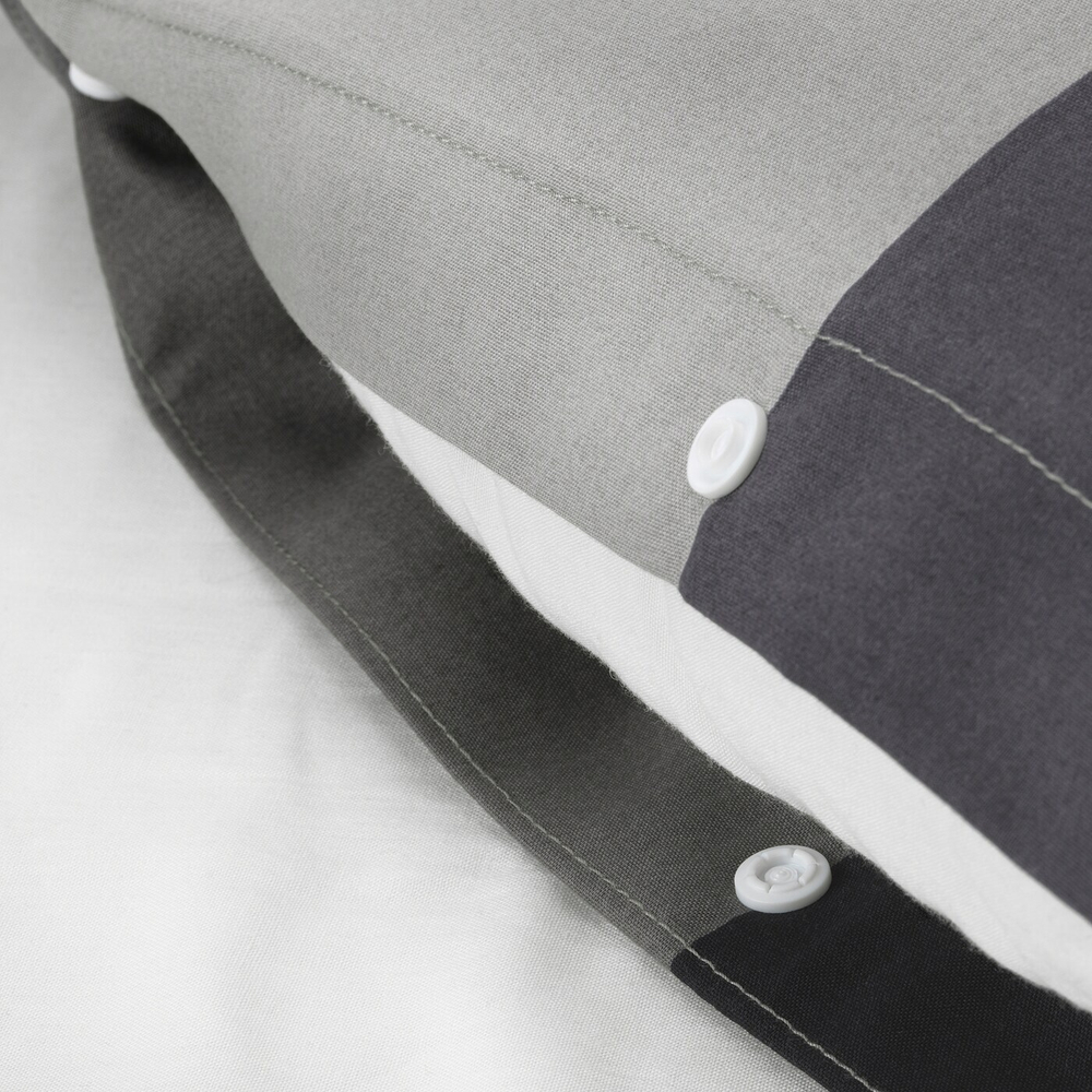 Комплект постельного белья IKEA BRUNKRISSLA (БРУНКРИСЛА), Двуспальный, Черно-серый, 200x230, 50x80 см