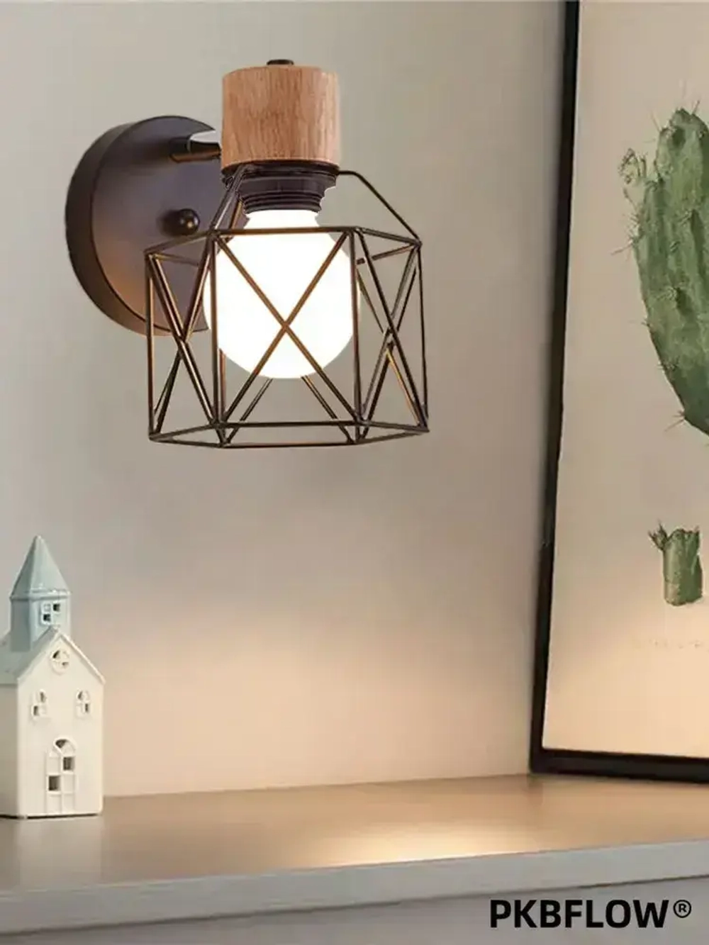 Бра настенный из натурального дерева,Настенный светильник,В комплекте без лампочек,E27