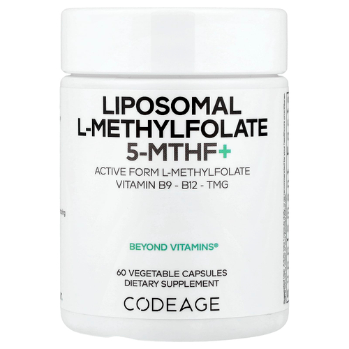 Codeage, липосомальный L-метилфолат 5-MTHF+, 60 растительных капсул