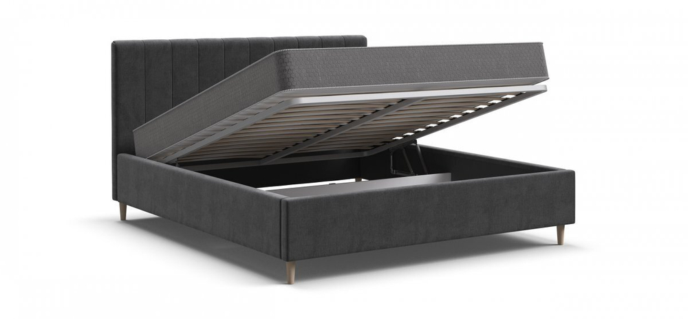 Кровать Сканди велюр Monolit серая