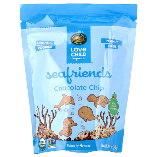 Love Child Organics, Nature's Path, Sea Friends™, печенье с шоколадной крошкой, 140 г (4,9 унции)