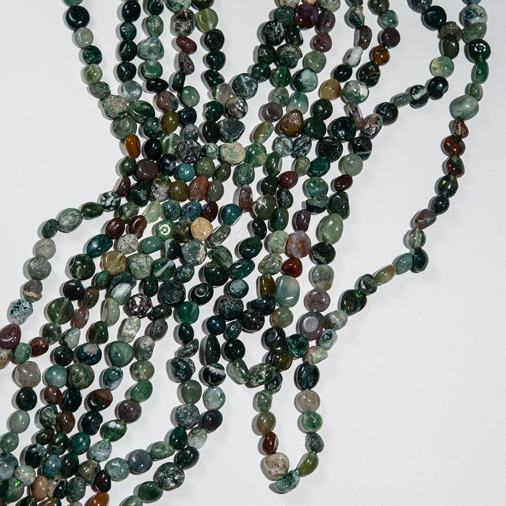 Моховой агат натуральный, фриформ, 6-9мм