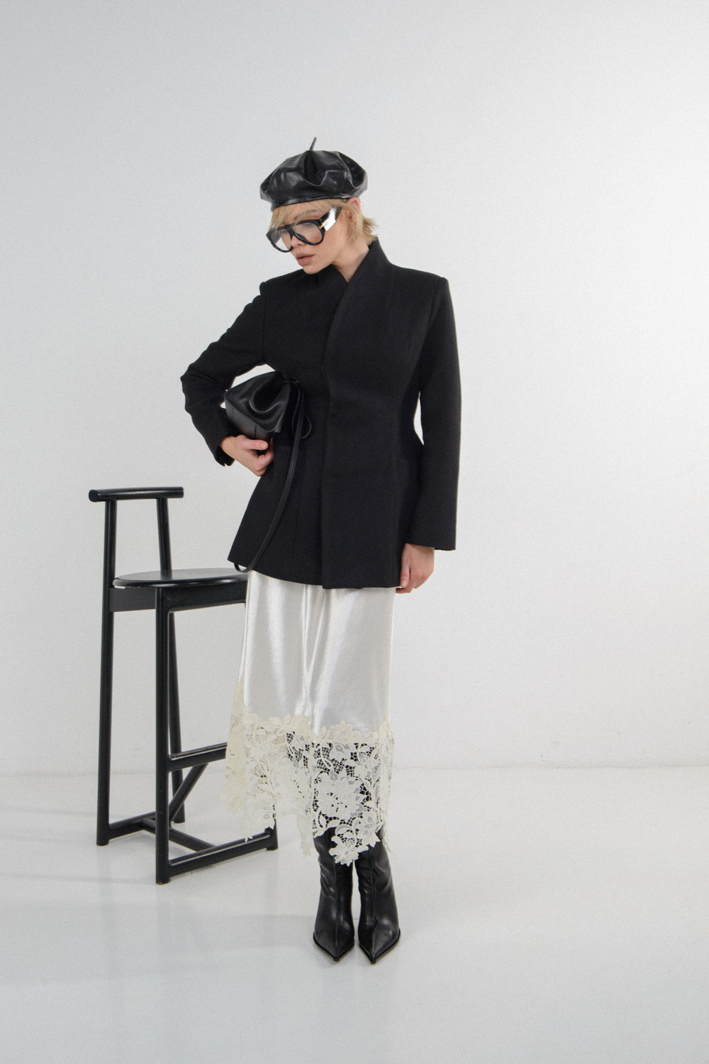 Платье атласное с кружевом LUMA