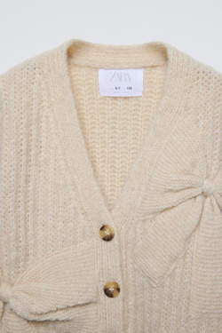 ZARA КАРДИГАН С БАНТАМИ, РЫЖЕВАТО-КОРИЧНЕВЫЙ