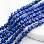 Лазурит бусины, куб, размер около 3,9-4,1 мм, цена за 23-24 шт (1/4 нити)