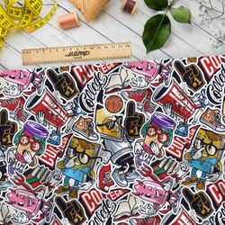 Ткань лён американские стикеры