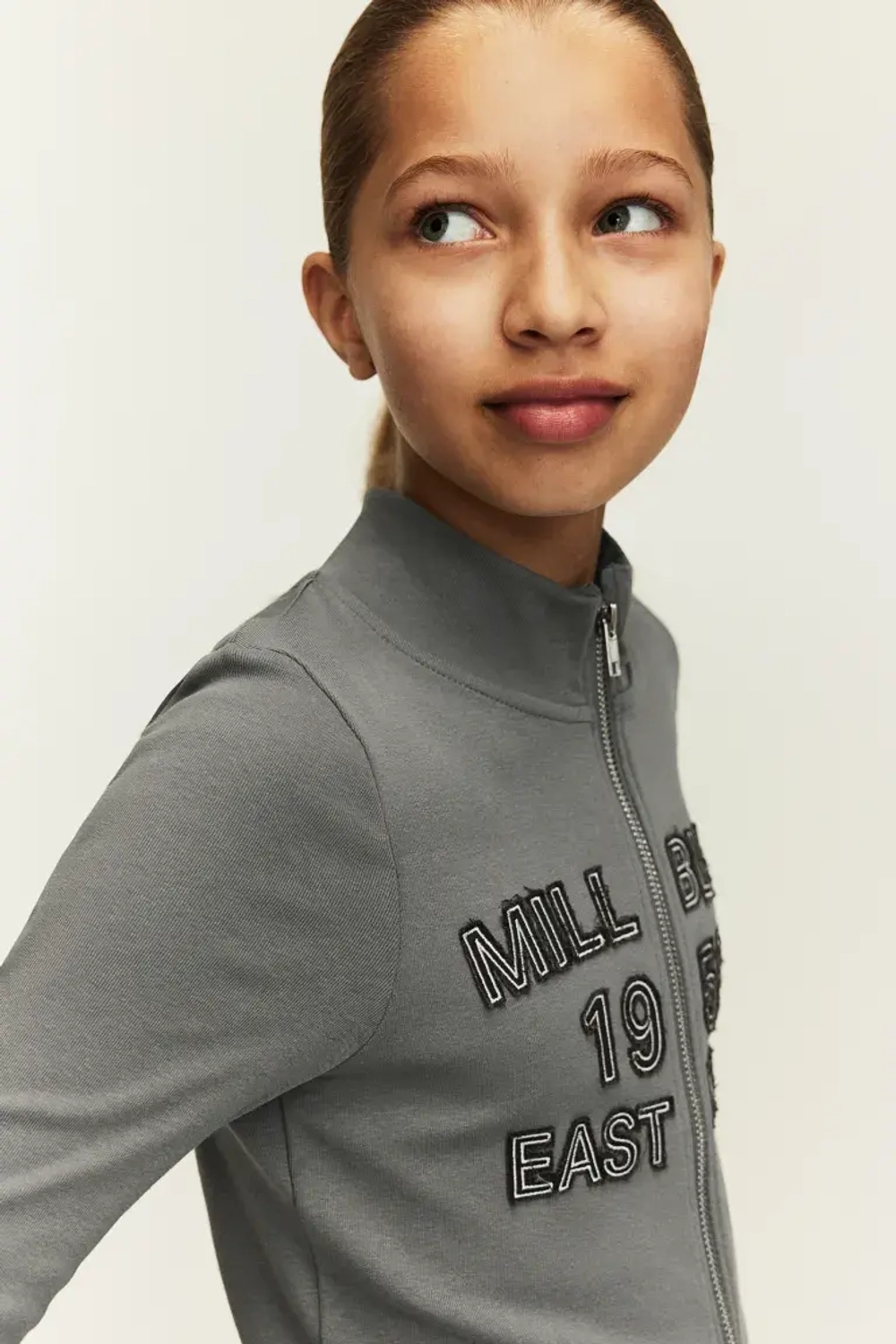 H&M Топ на молнии с контрастными деталями, серый