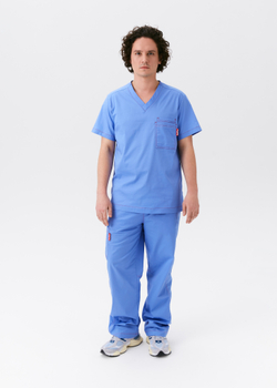 Брюки медицинские мужские Гекай, эйр блю хлопок