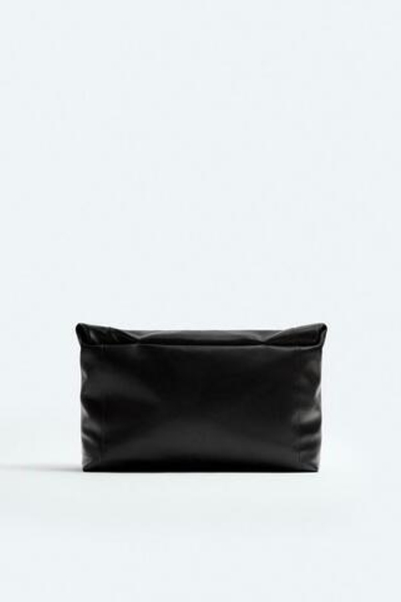 ZARA КОЖАНЫЙ КЛАТЧ XXL, ЧЕРНЫЙ