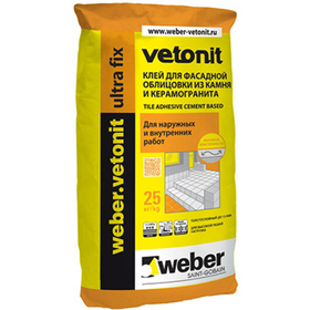 Клей для фасадной облицовки Weber-Vetonit ultra fix 25 кг